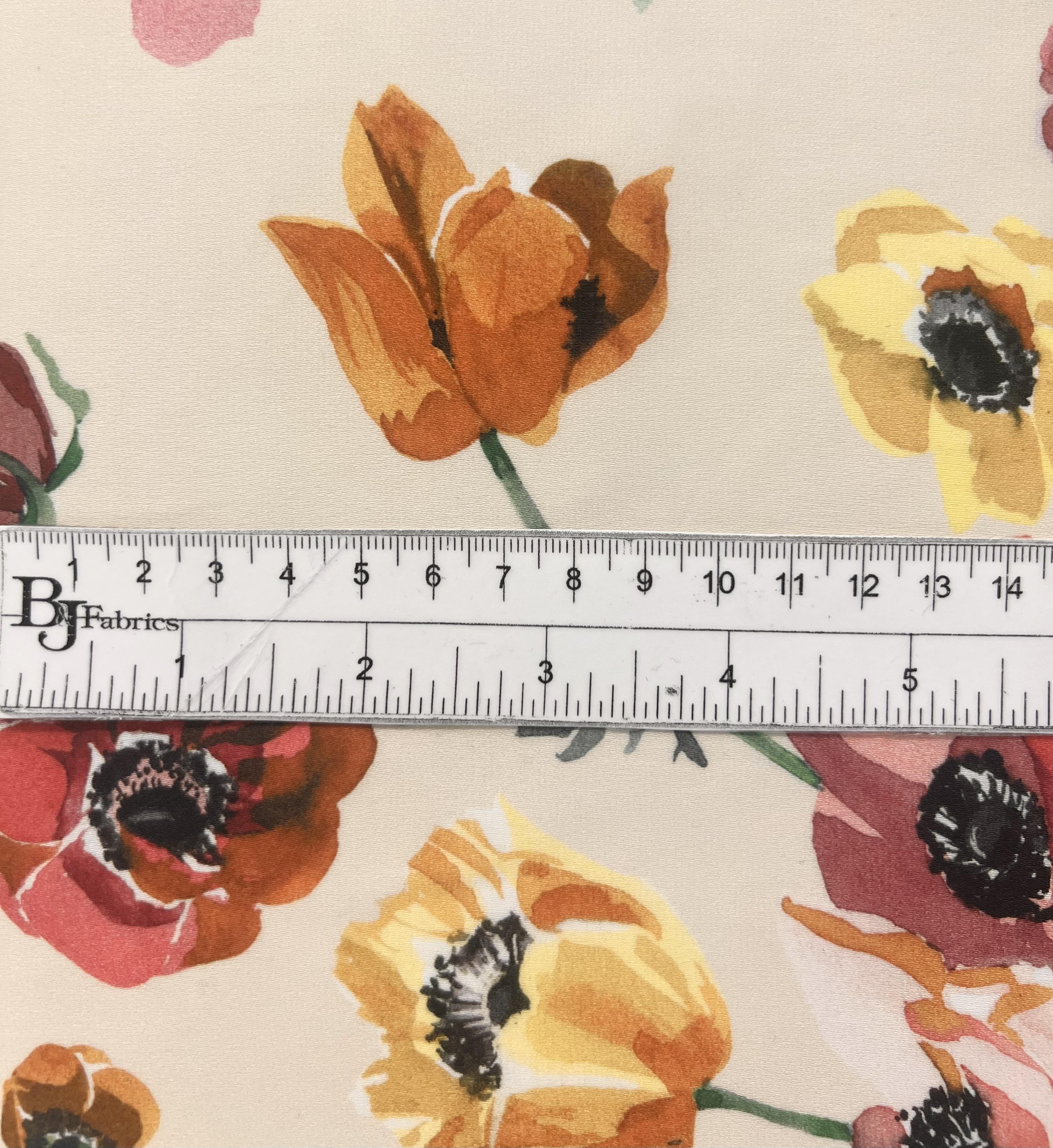 Printed Silk Satin Chiffon with Floral Degradé