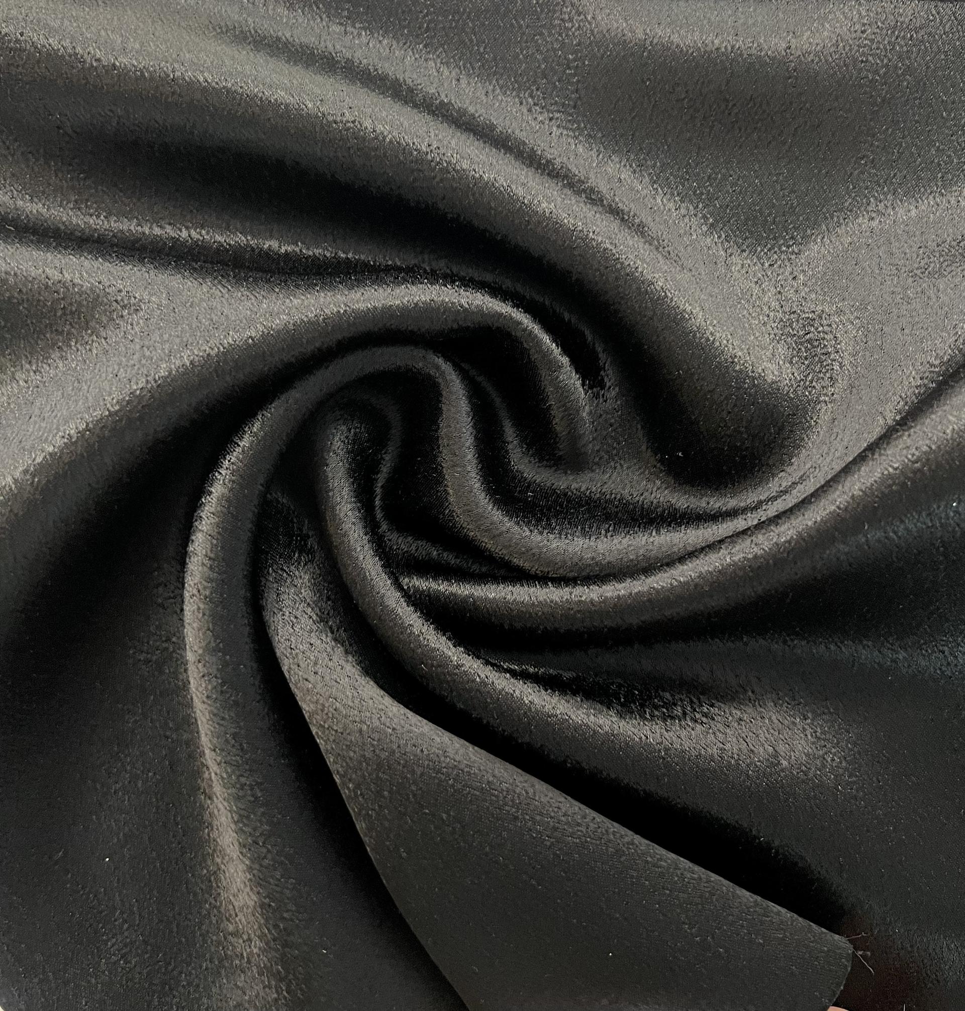Viscose Hammer Satin In Black
