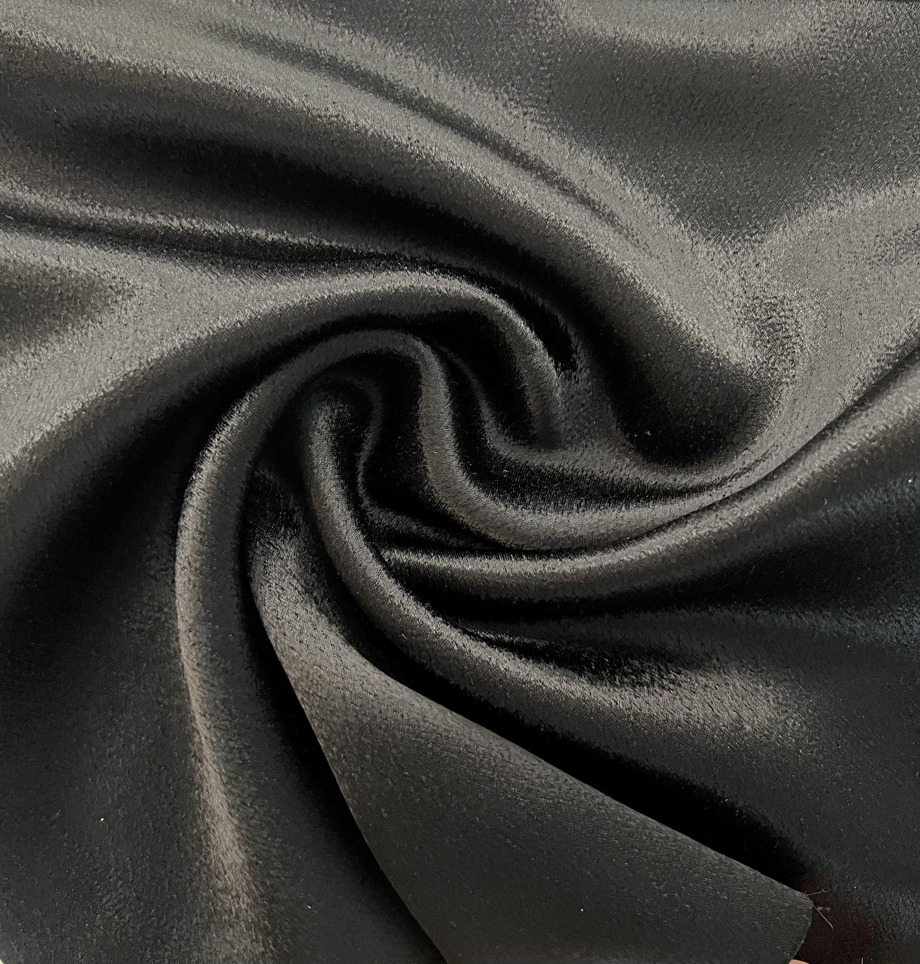 Viscose Hammer Satin In Black