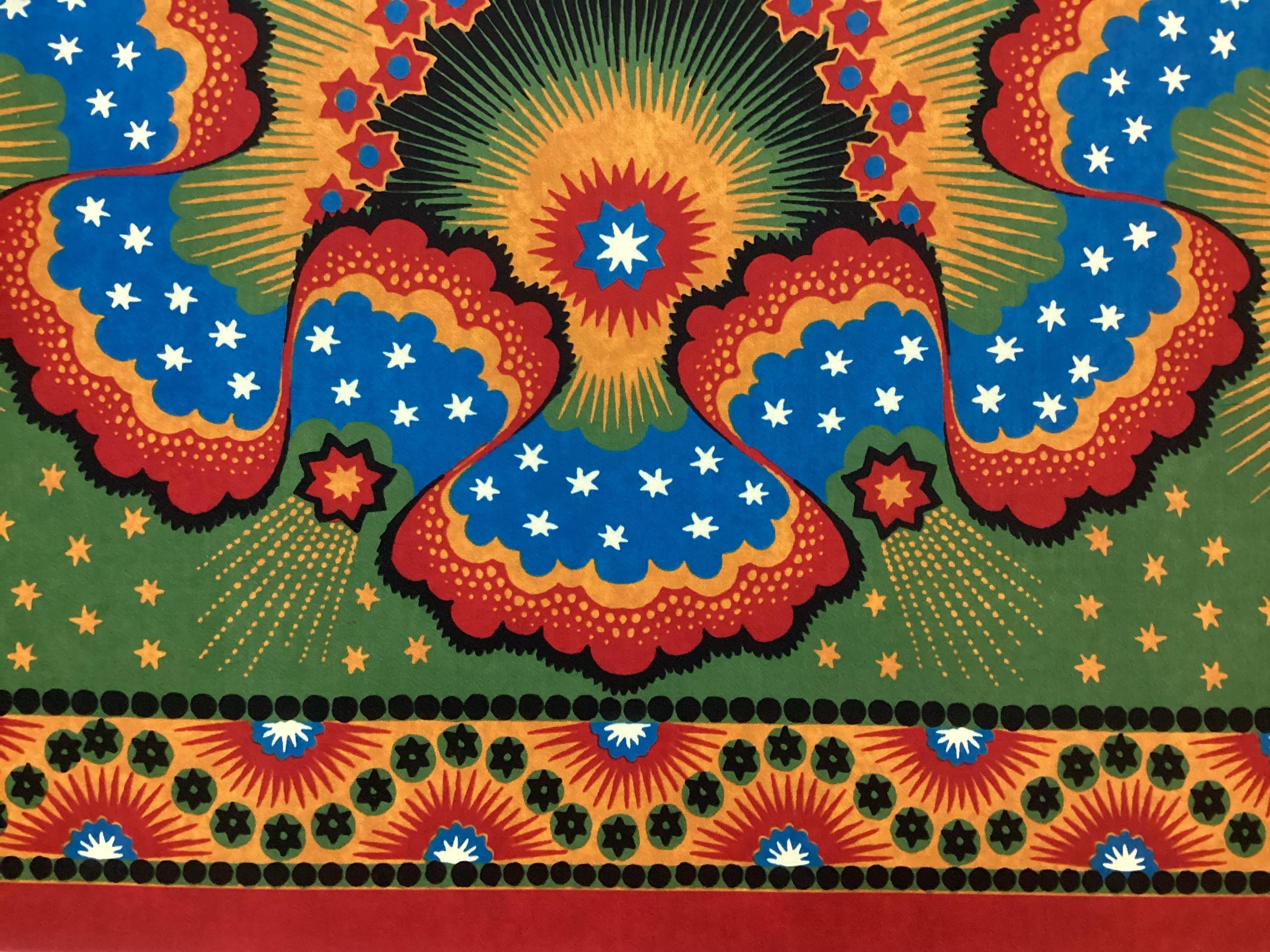 Silk & Wool in Matt Jewel Tones Printed 