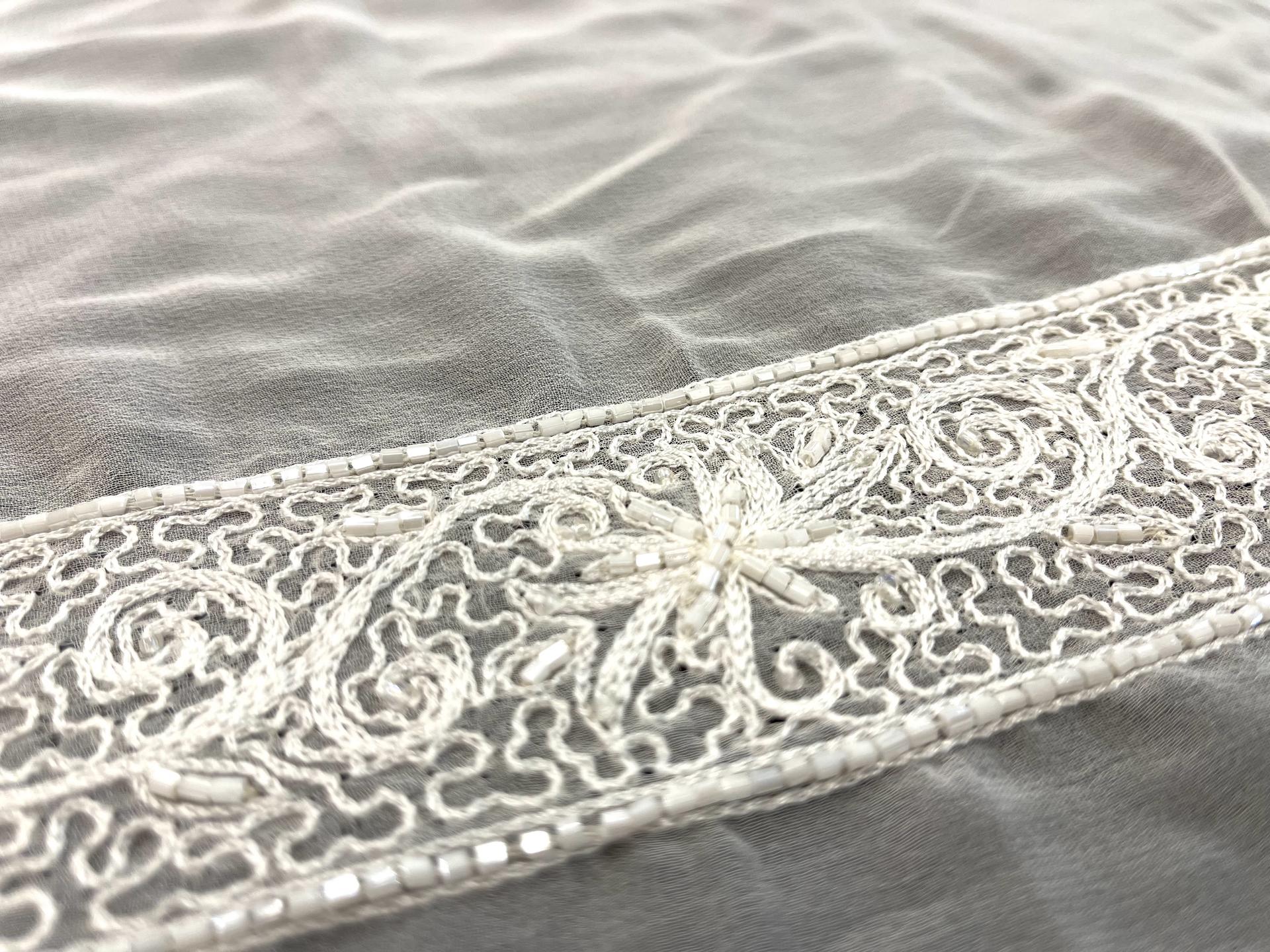 Beaded and Embroidered Borders on Silk Chiffon