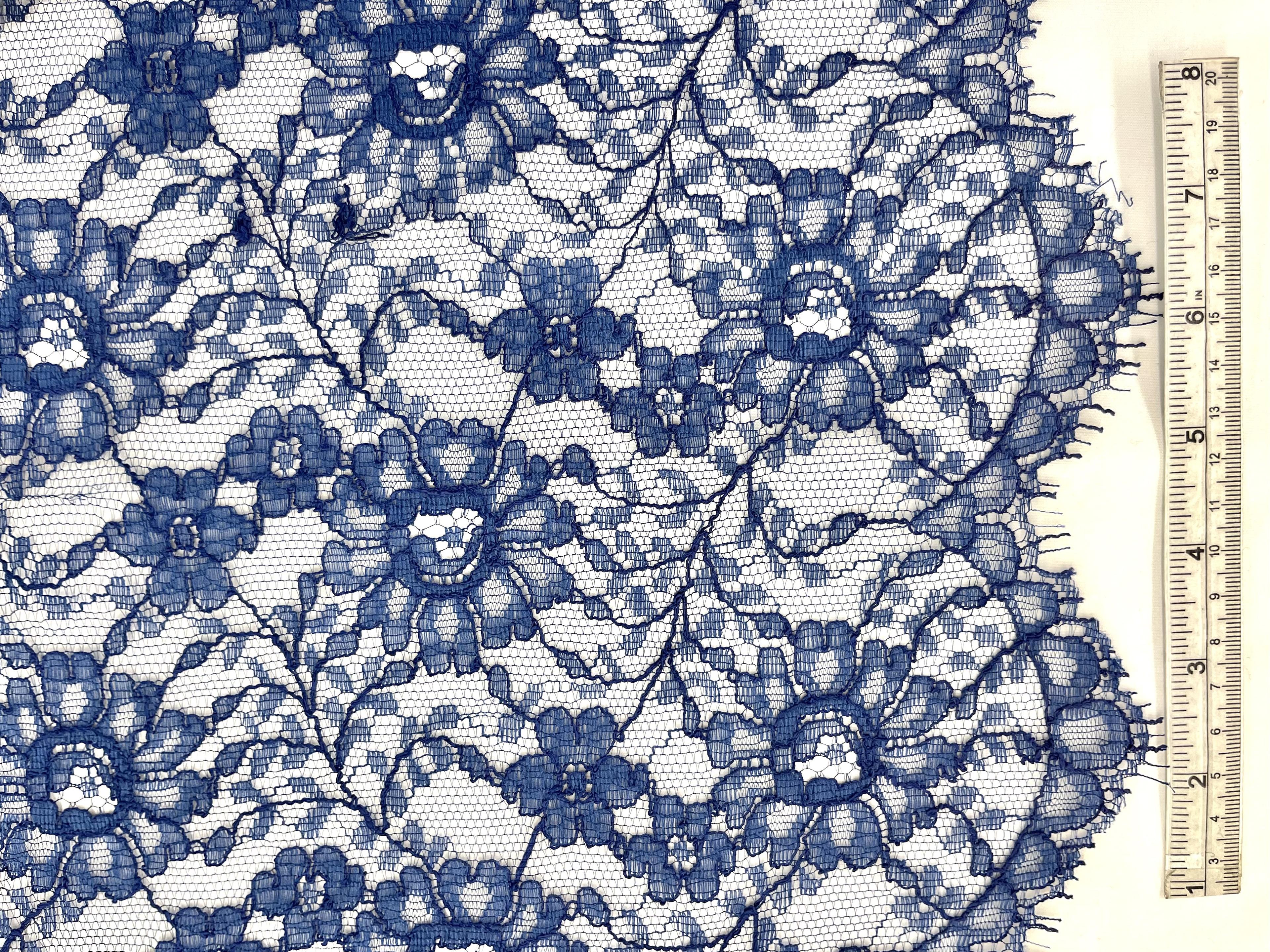 French Chantilly Lace Border 18" in Dark Royal Blue, CL237/1221.