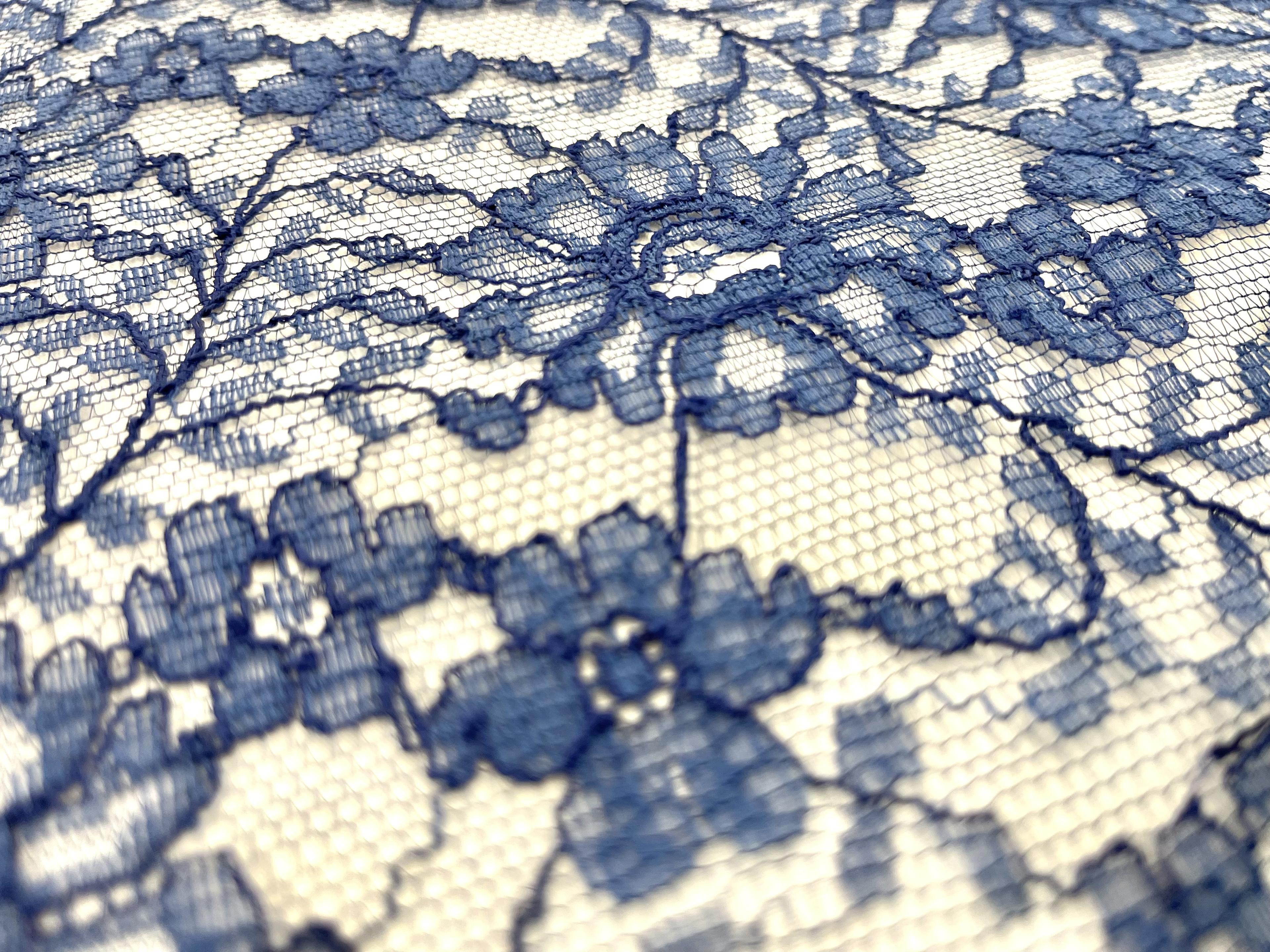 French Chantilly Lace in Dark Royal, CL153/1221.