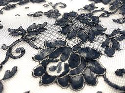 French Chantilly Lace in Navy, CL65/1221.