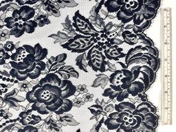 French Chantilly Lace Border 15" in Navy, CL97/1221.