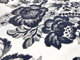 French Chantilly Lace Border 15" in Navy, CL97/1221.