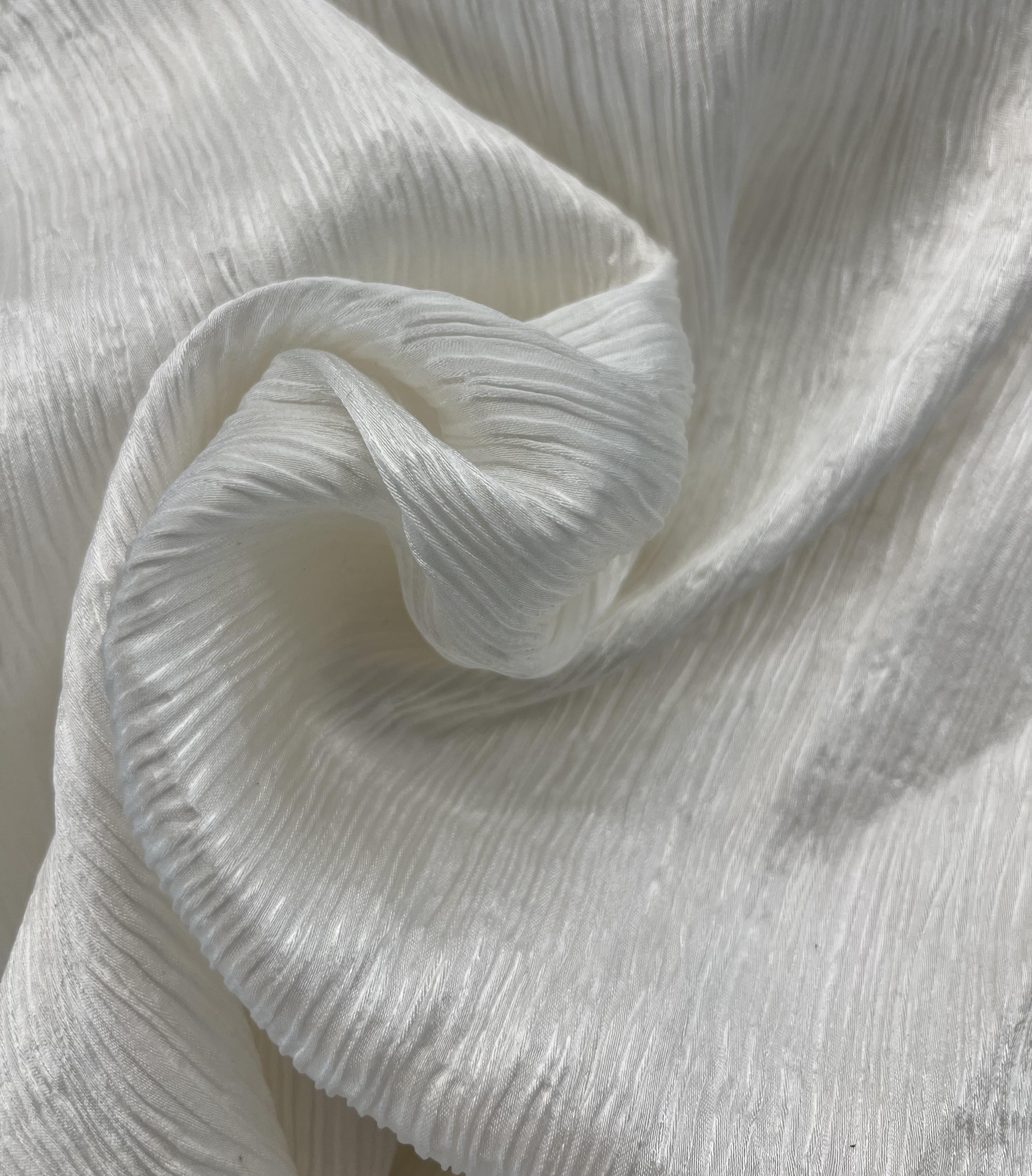 Crinkle Triacetate Cupro Charmeuse in Off White