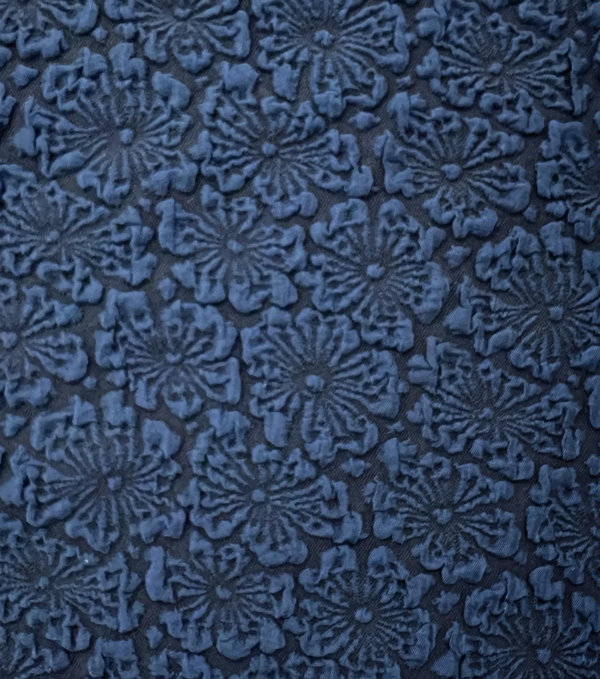 Stretch Mattelassé Brocade in Navy