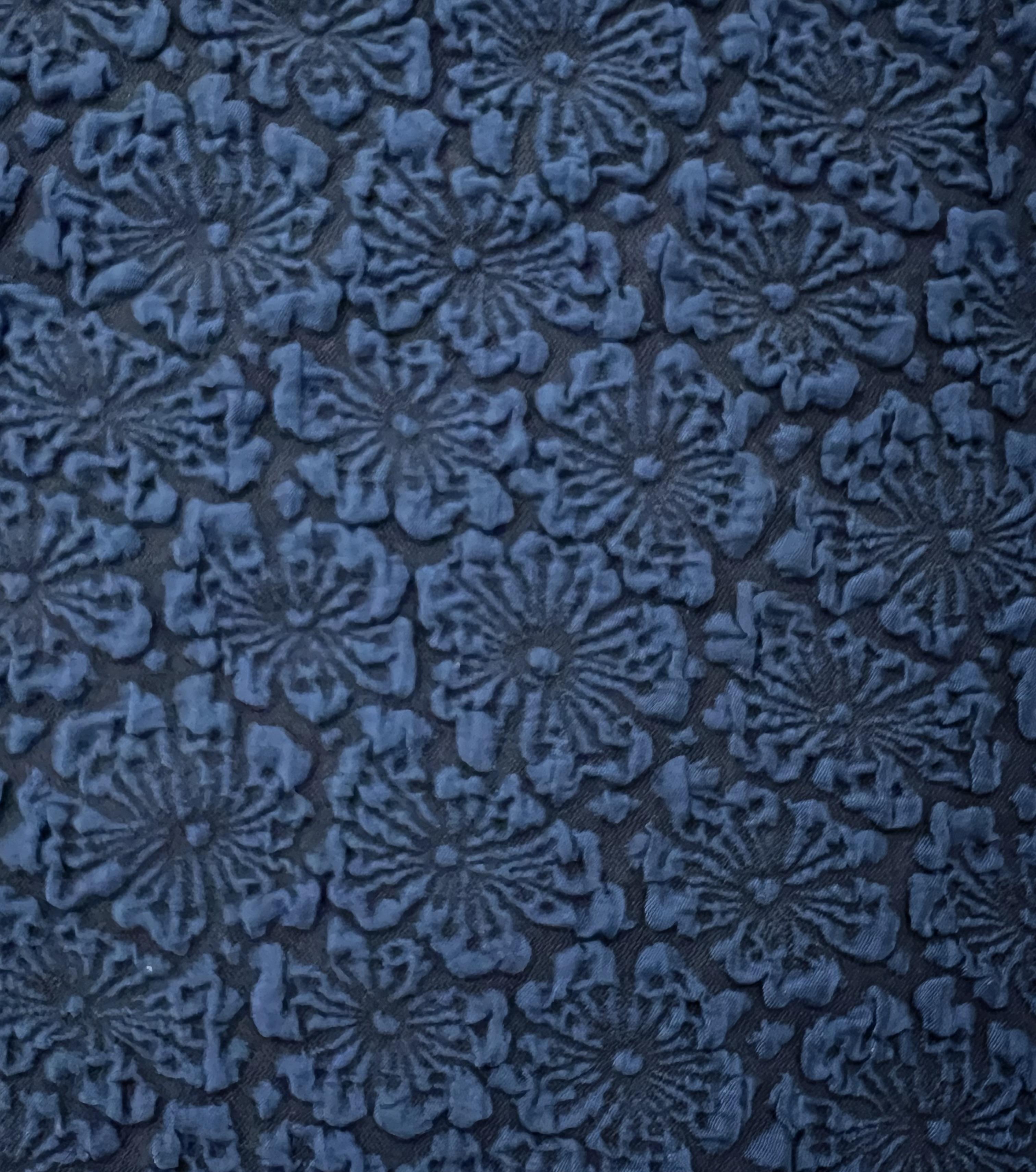 Stretch Mattelassé Brocade in Navy