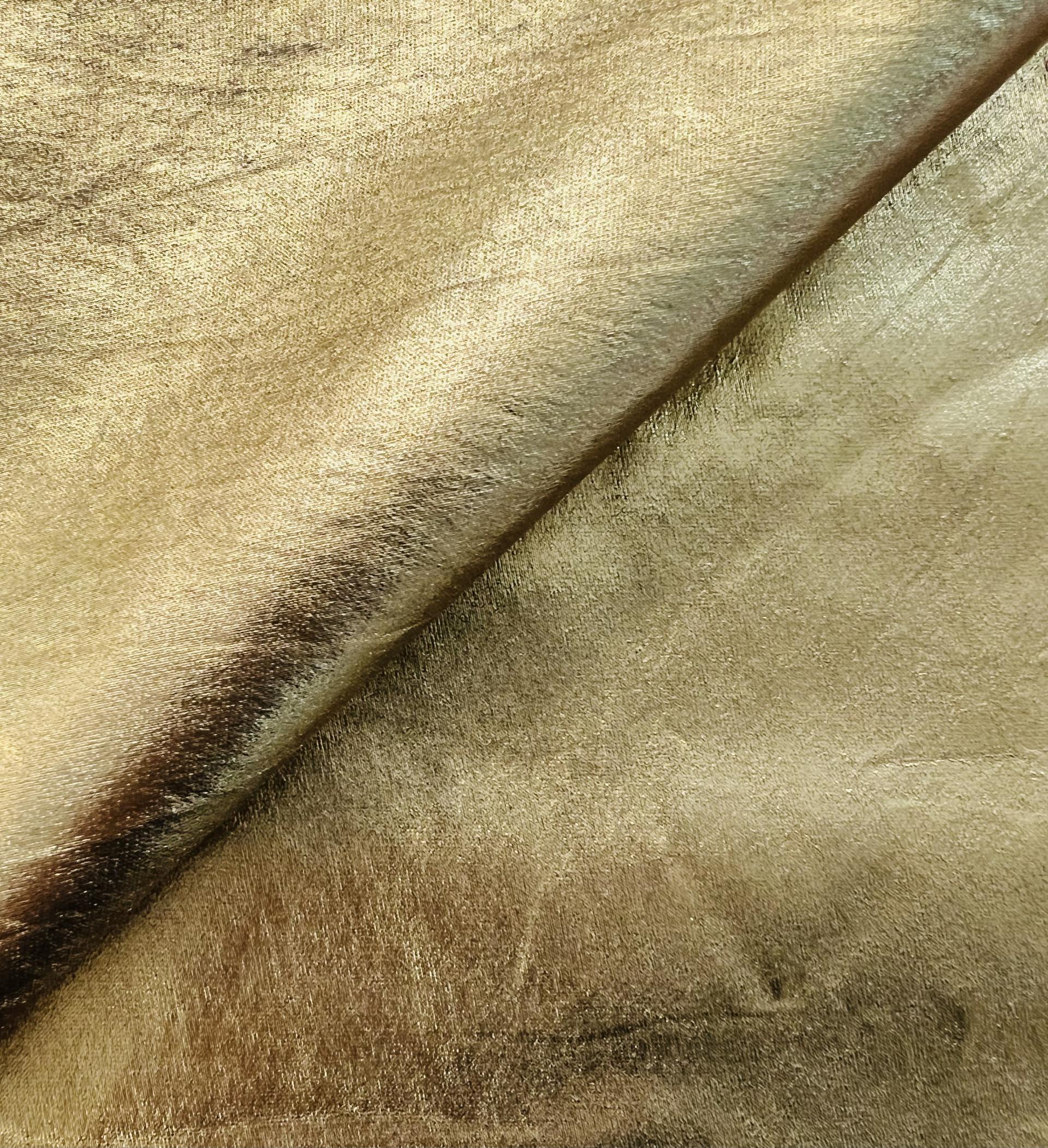 Metallic Coated Viscose Blend Crepe Satin in Gold