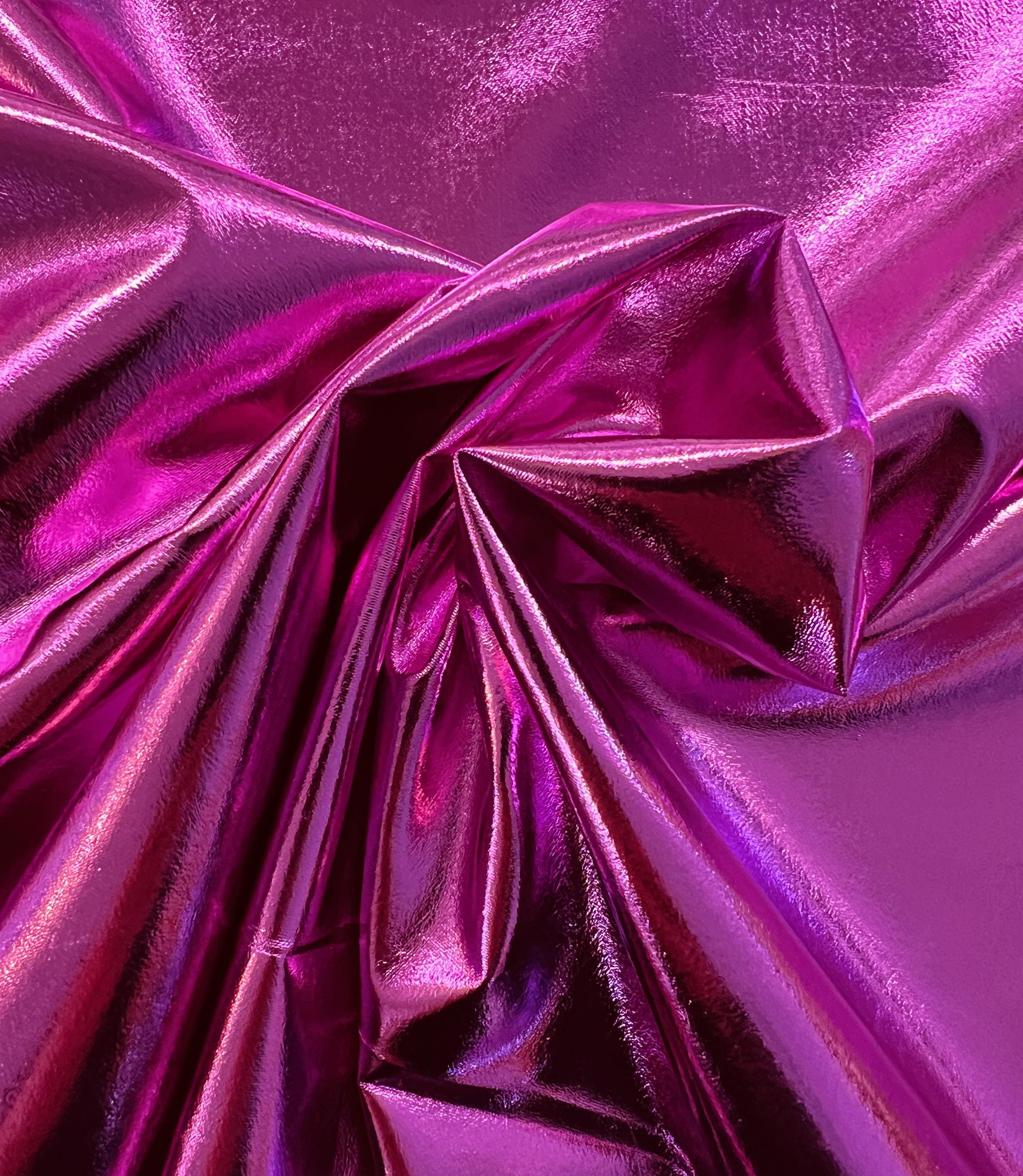 Metallic Coated Polyester Chiffon in Fuchsia 