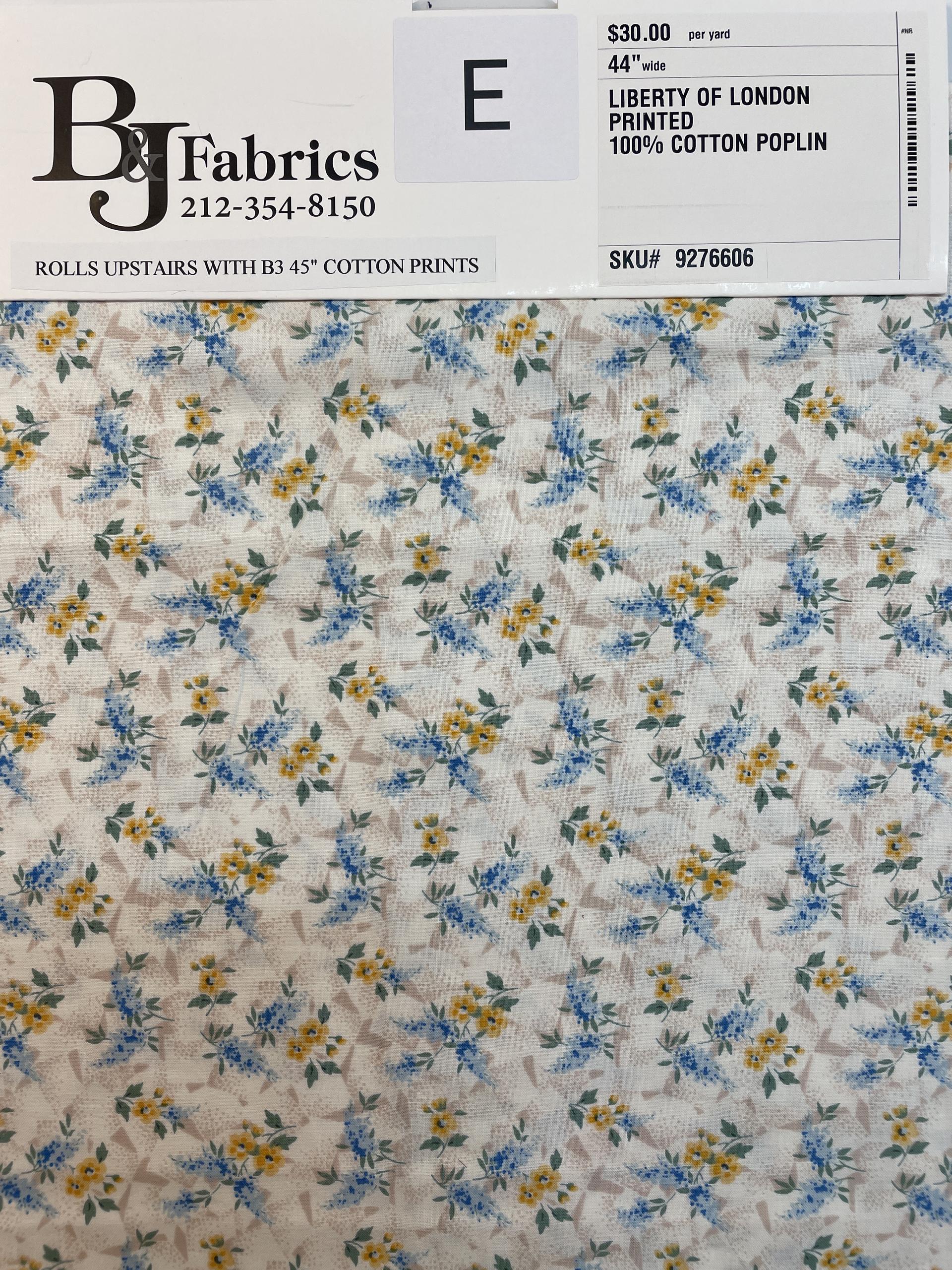 Liberty of London 100% Cotton Poplin Yellow/Blue Floral Bunches