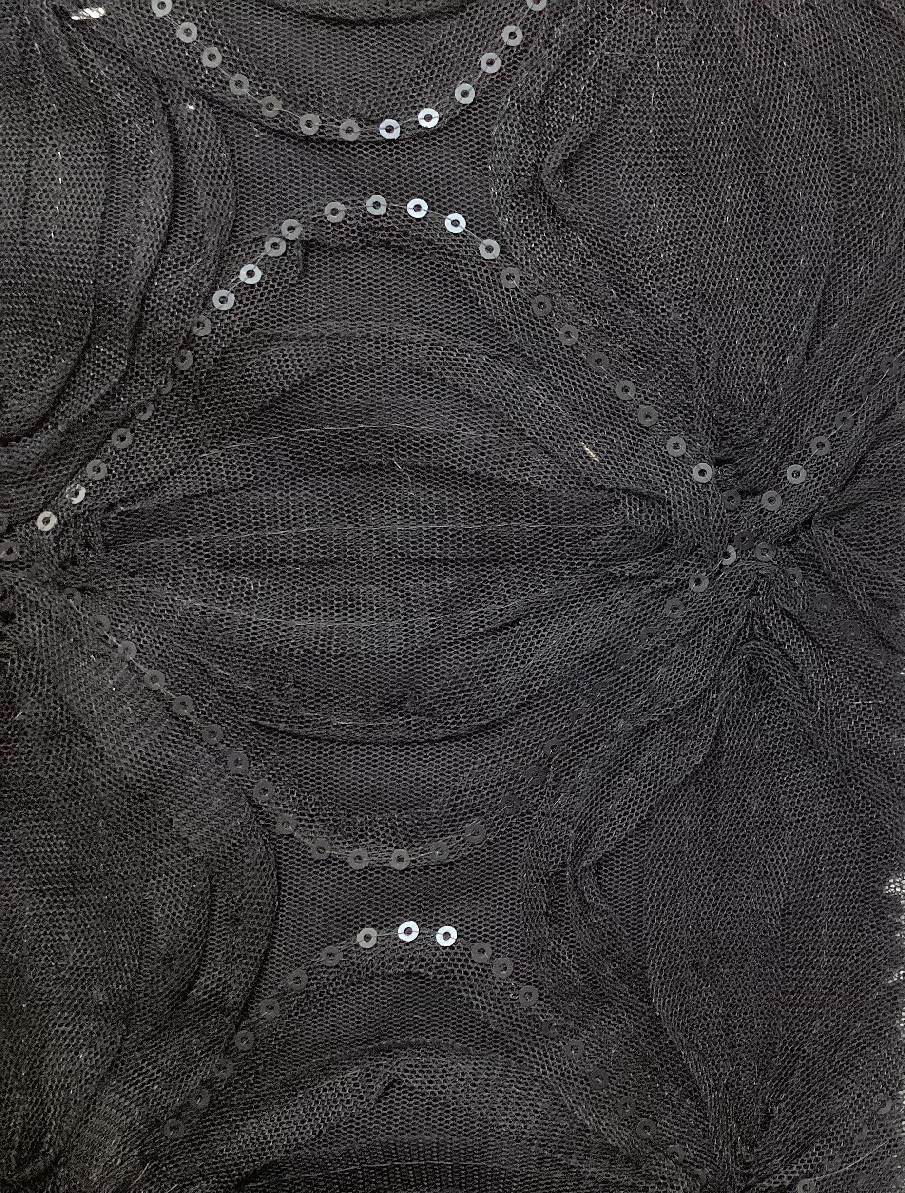 embroidered tulle with Sequins In Black