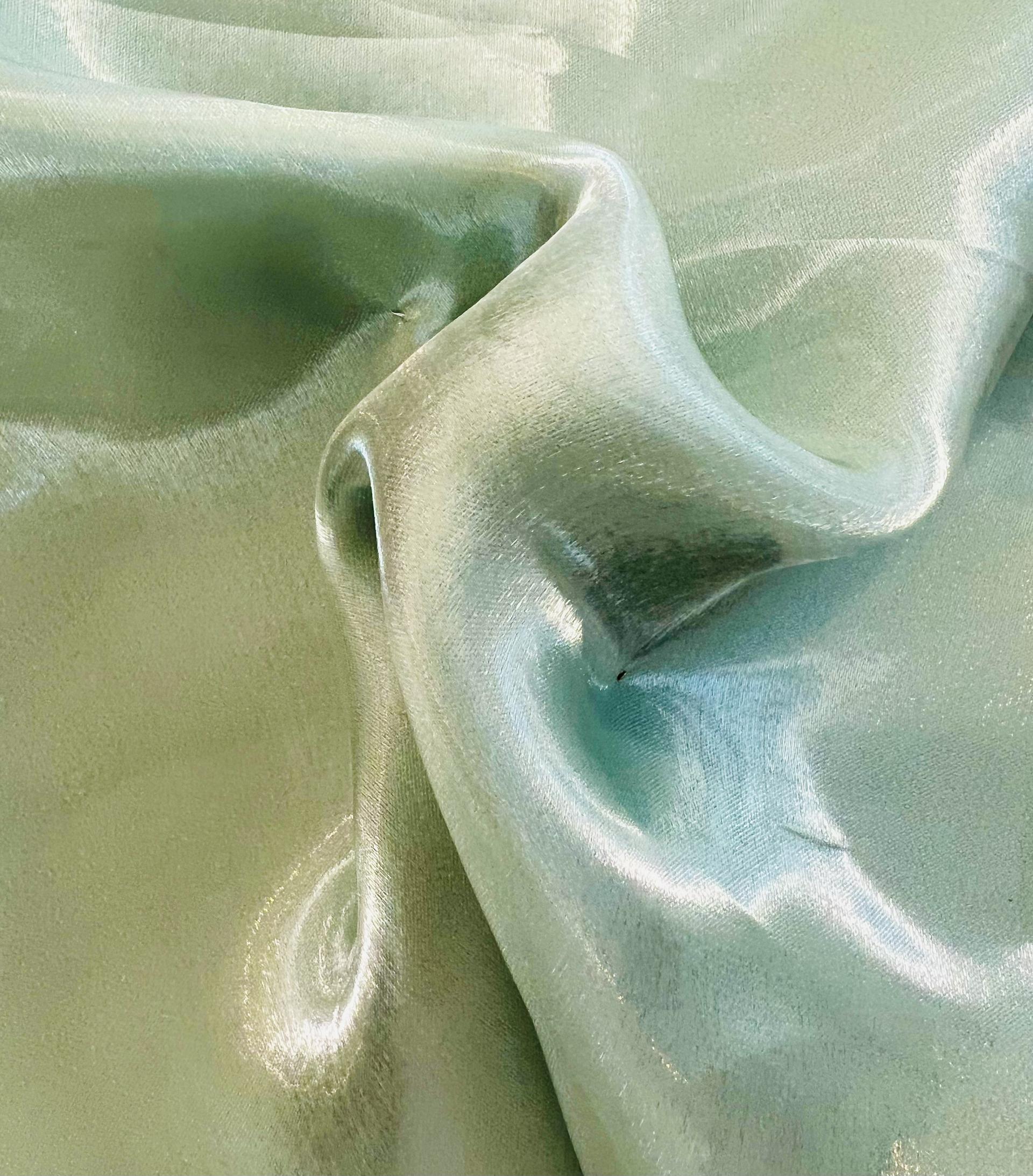 Polyester Liquid Satin Organza in Seafoam