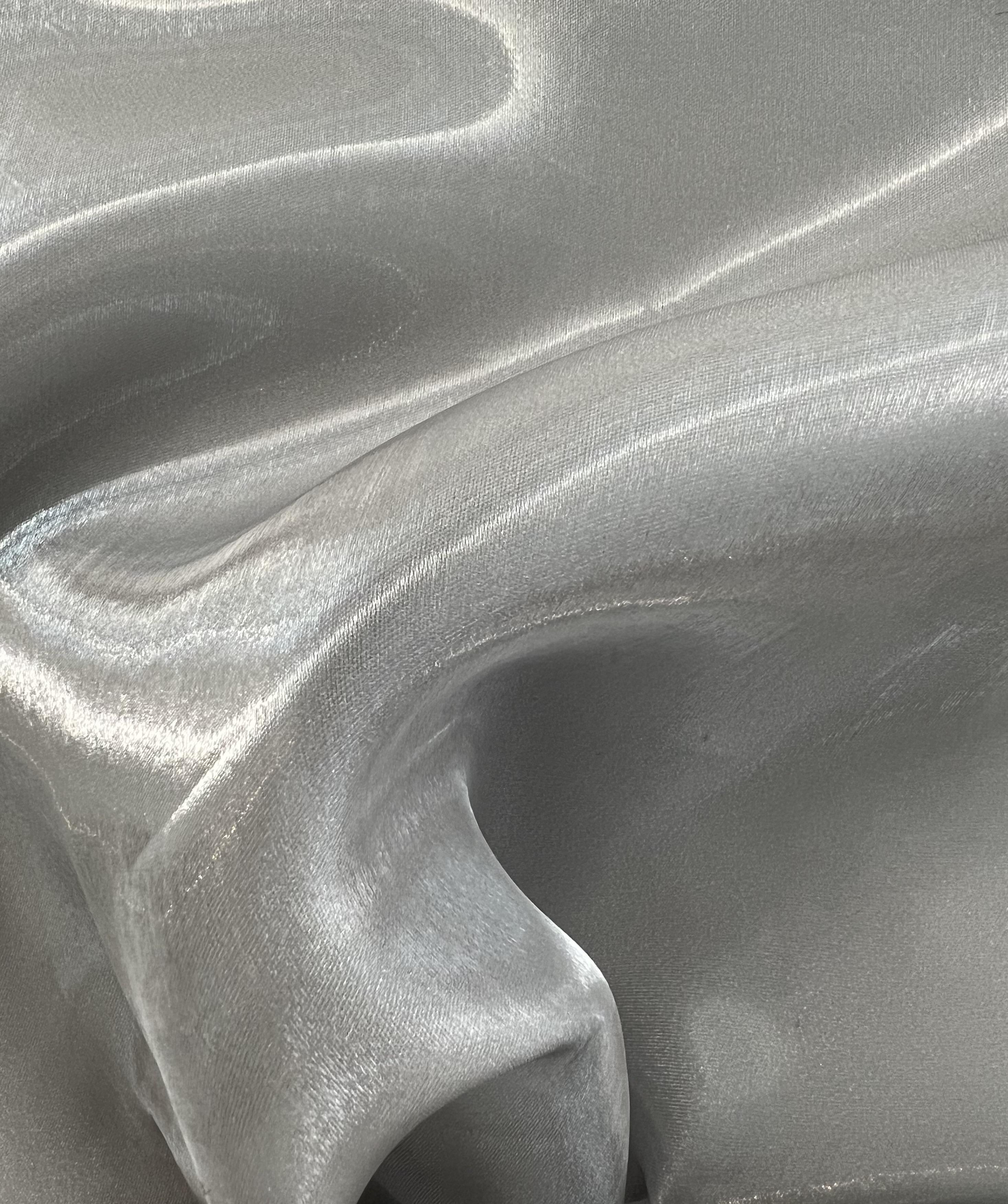 Polyester Liquid Satin Organza in Silver