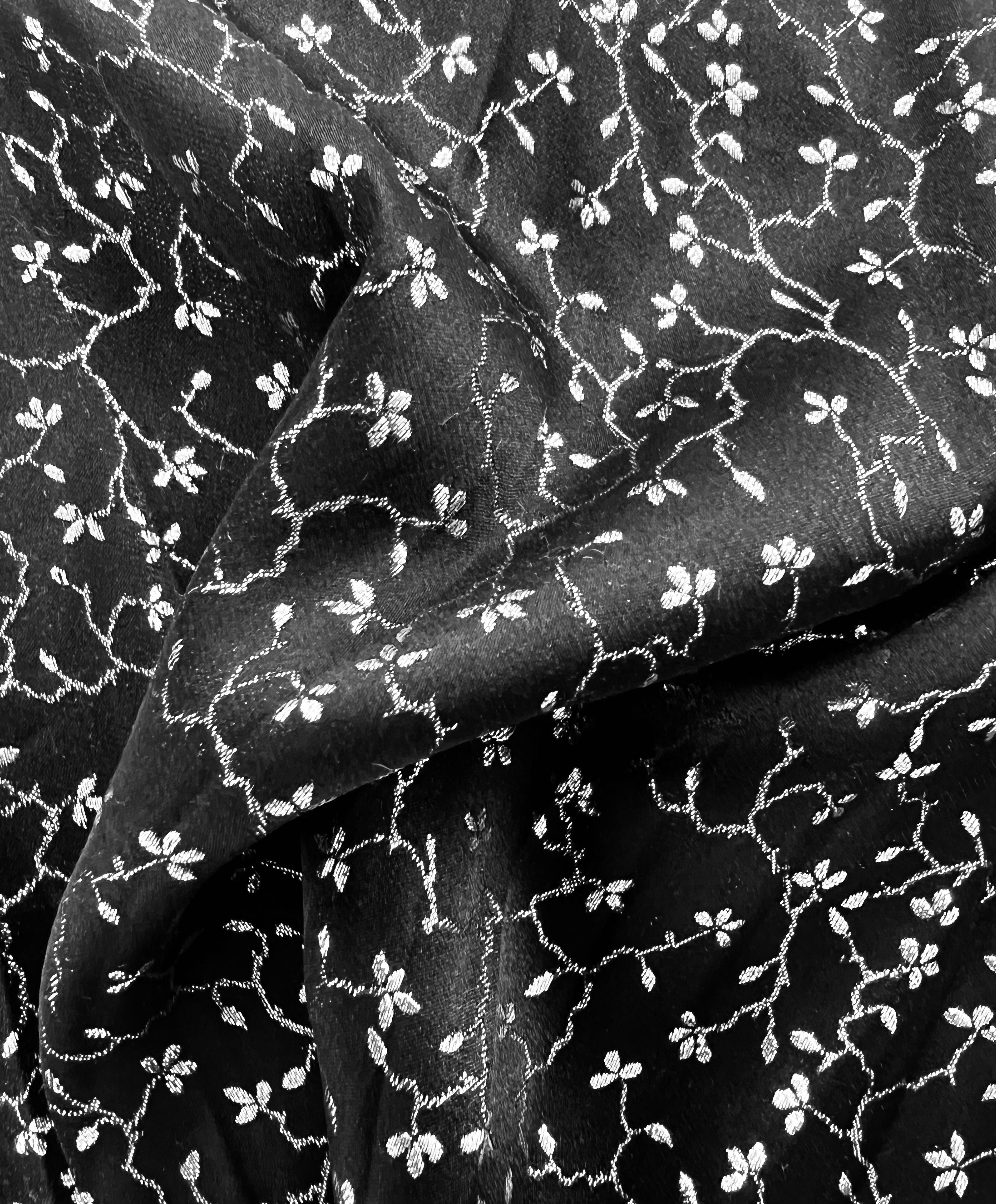 Metallic Silk Jacquard in Black & Silver