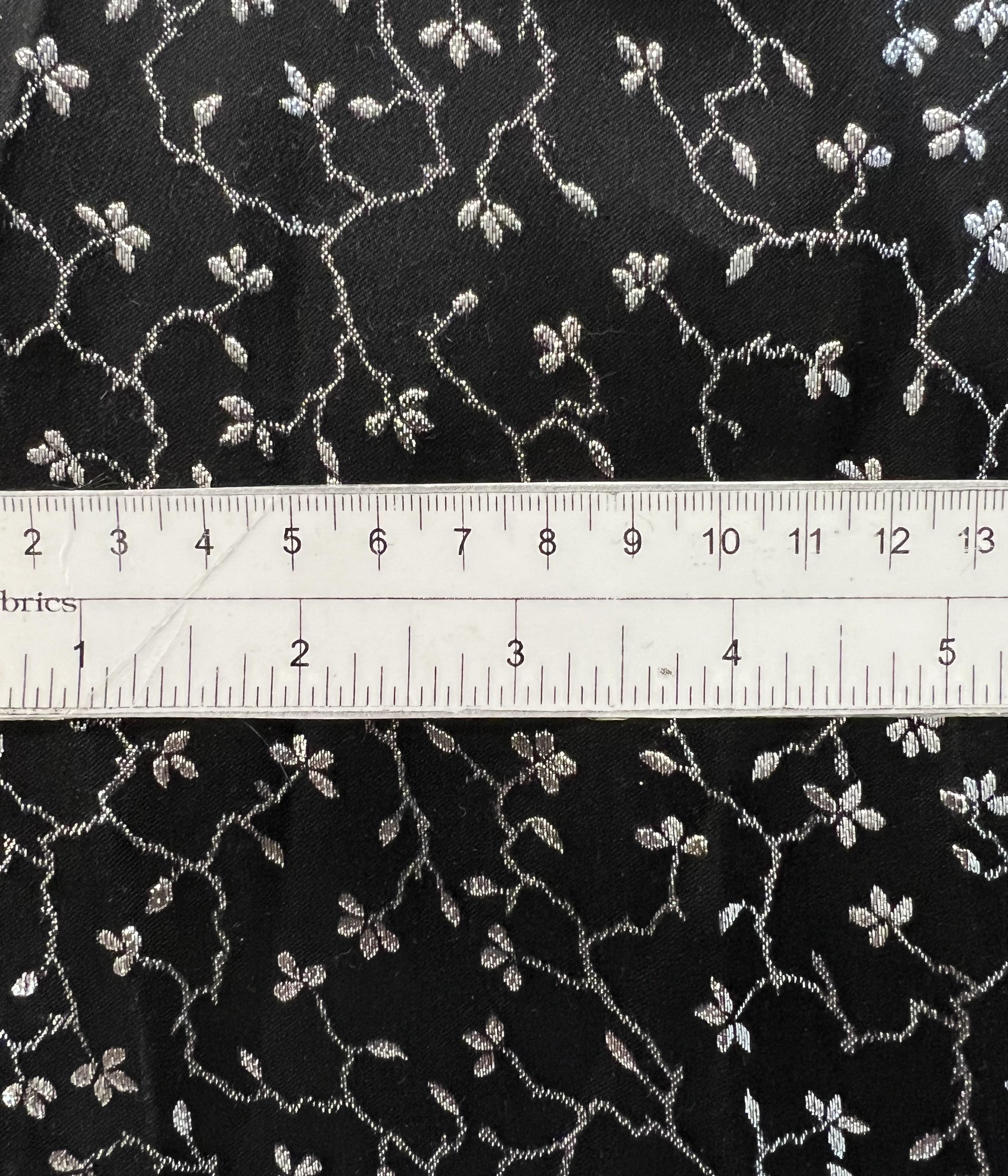 Metallic Silk Jacquard in Black & Silver