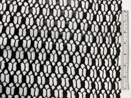 French Leather Look Guipure Lace with Half Inch Rectangles and Spider Web Pattern in Black.