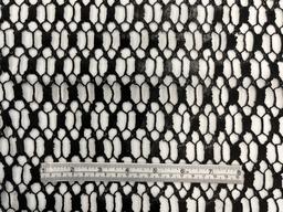 French Leather Look Guipure Lace with Half Inch Rectangles and Spider Web Pattern in Black.