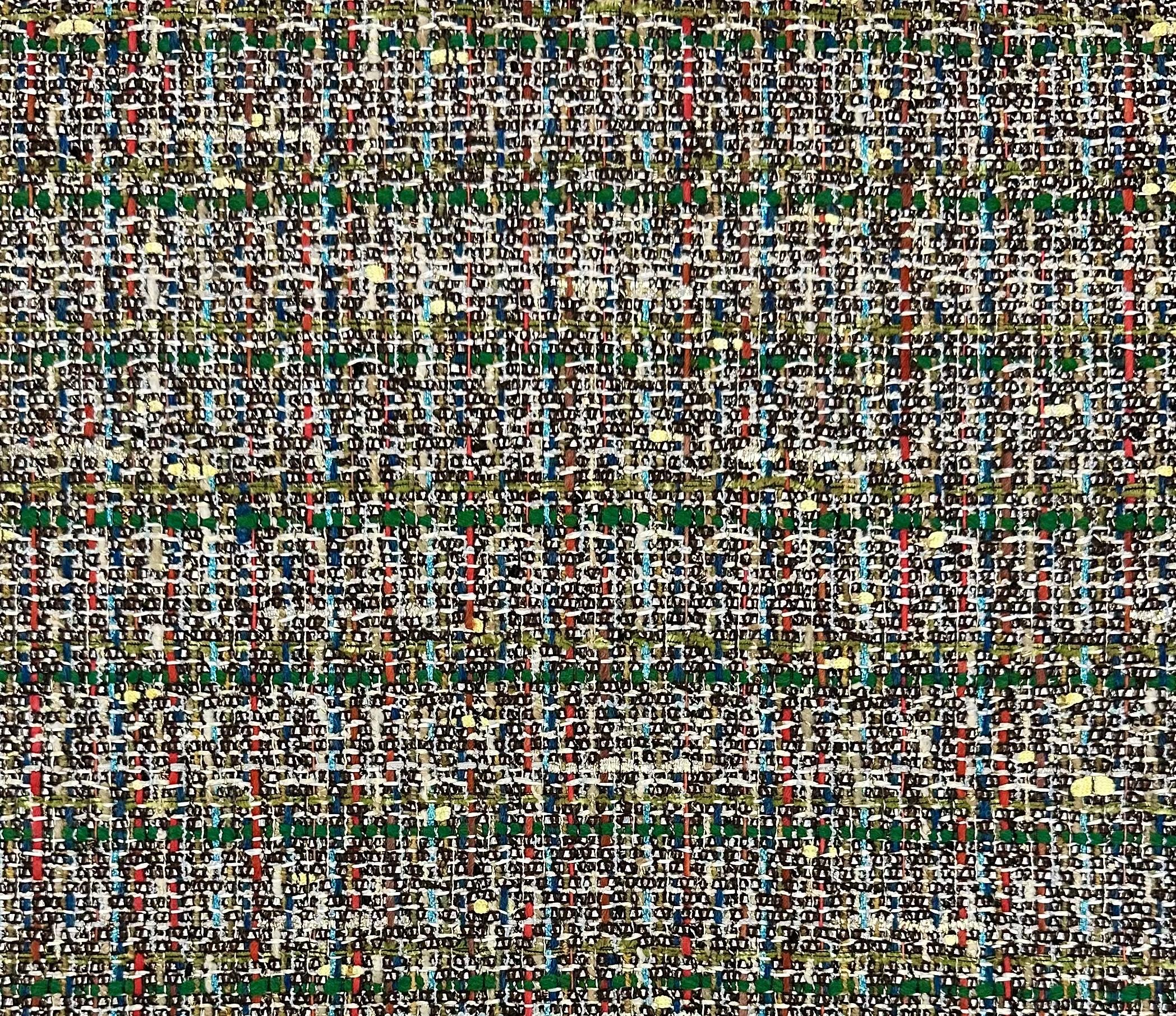 Italian Cotton Blend Tweed in Green Multi Metallic