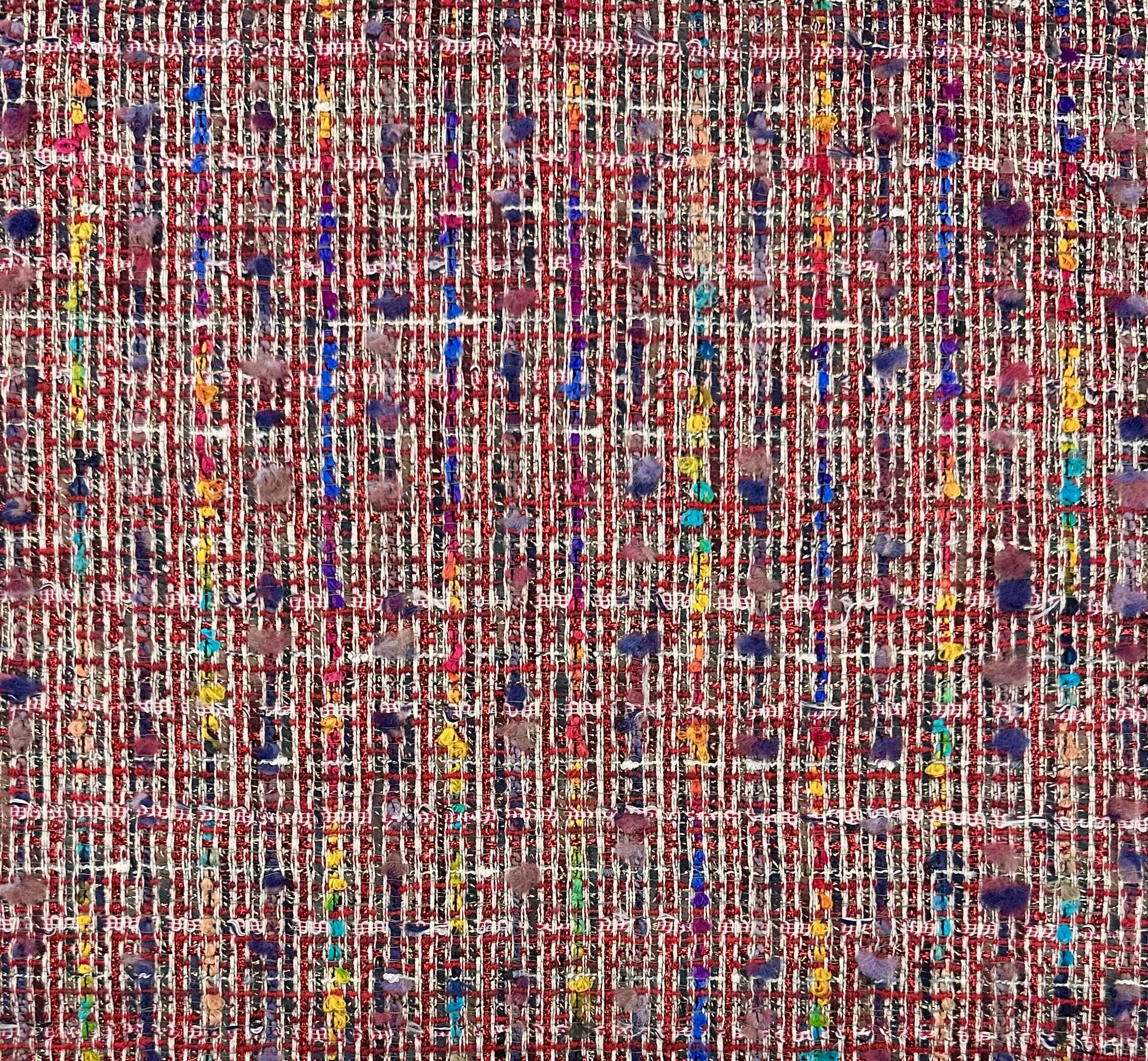 Italian Cotton Blend Tweed in White and Red Multi Metallic