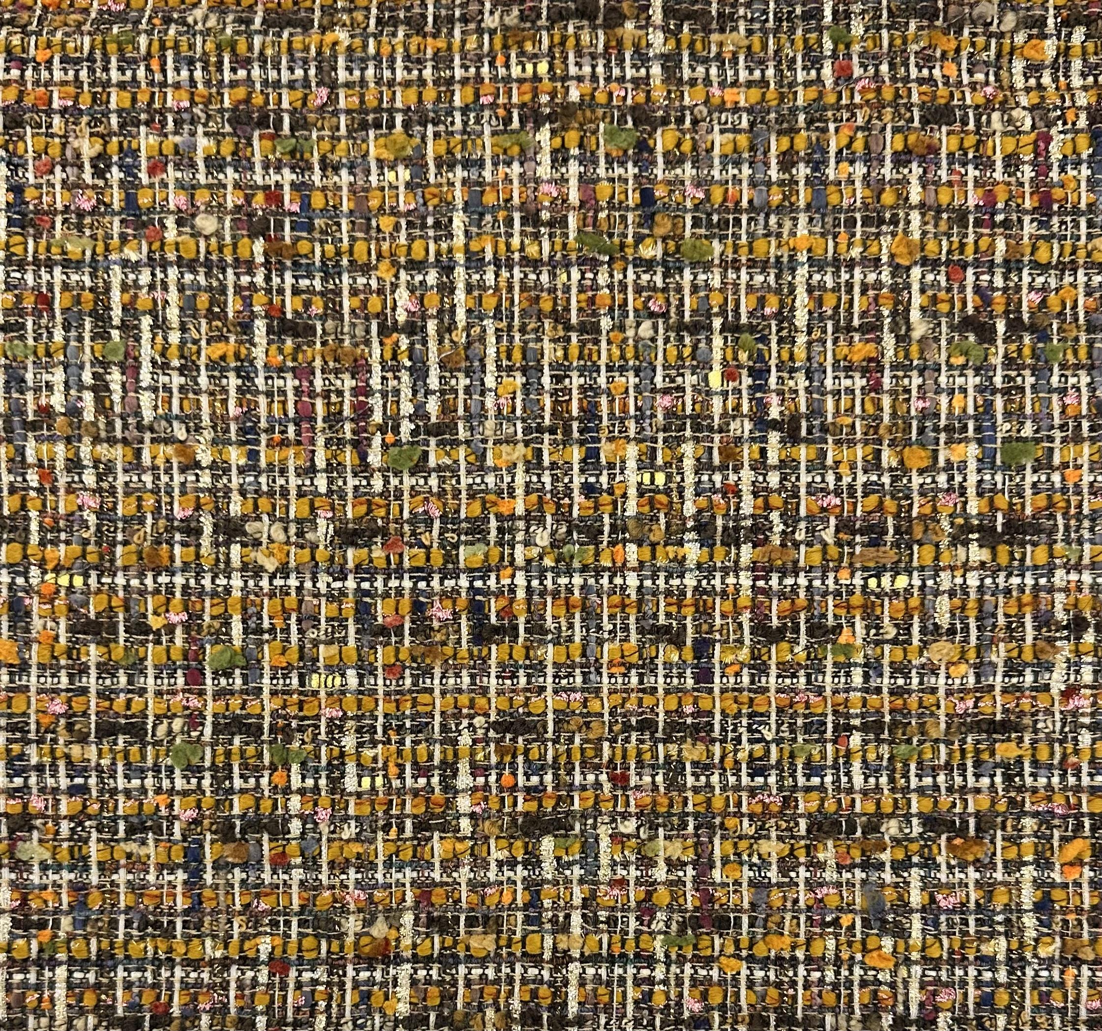 Italian Cotton Blend Tweed in Mustard Multi Metallic
