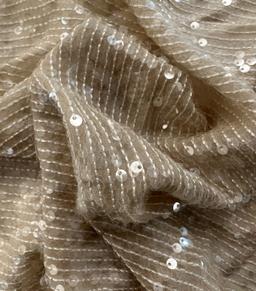 Clear Sequins on Beige Viscose Chiffon
