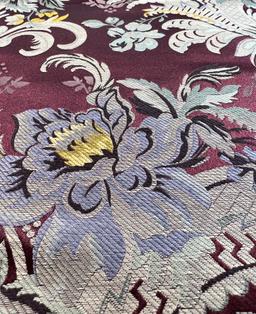 Pure Silk Brocade "Victorian Vase" in Maroon  