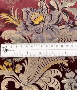 Pure Silk Brocade "Victorian Vase" in Maroon  