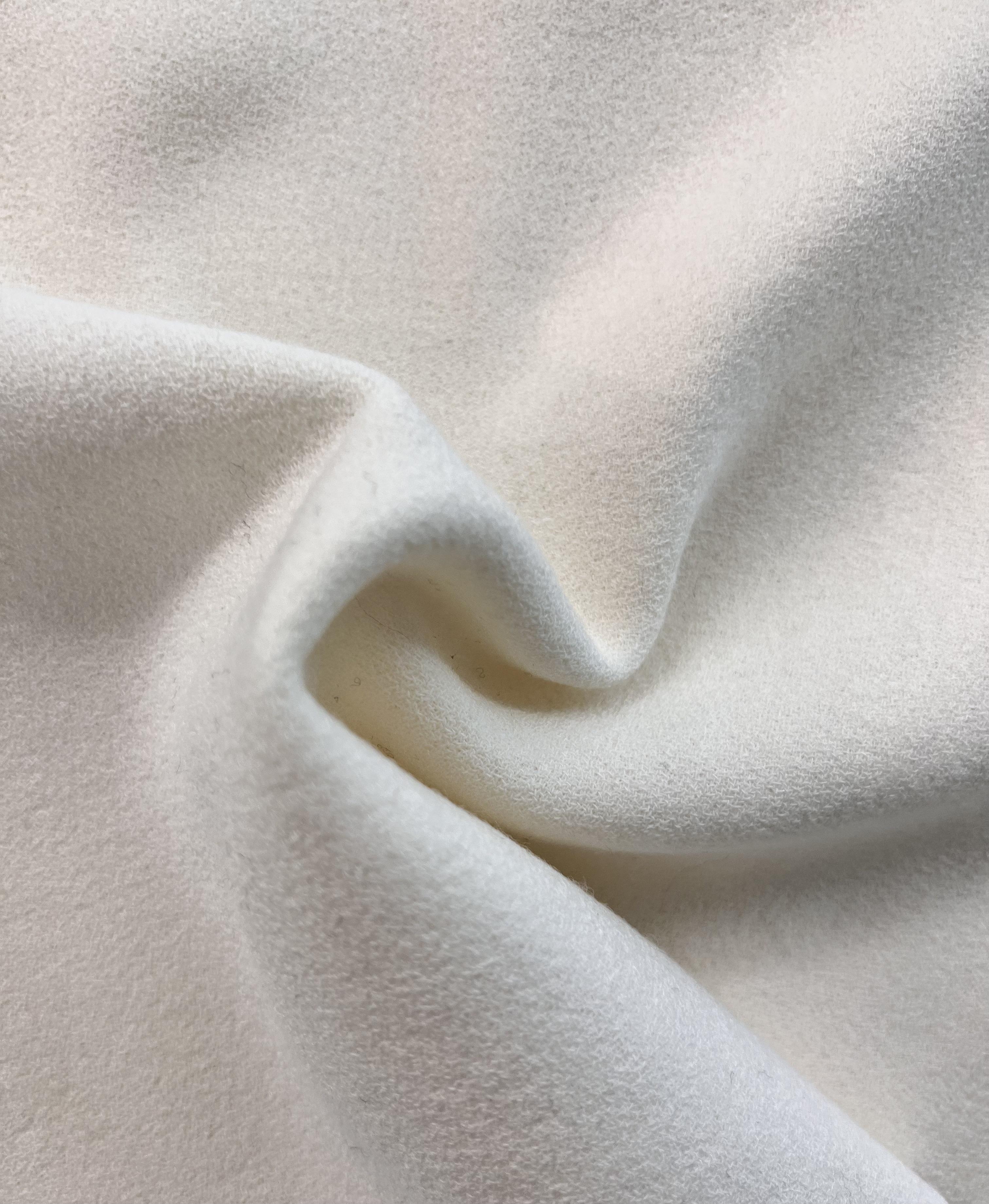 Italian Couture Wool Silk Double Crepe in Ivory