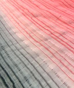 Silk Lurex Ombre Chiffon Stripe in Coral/Red/Grey/Pink