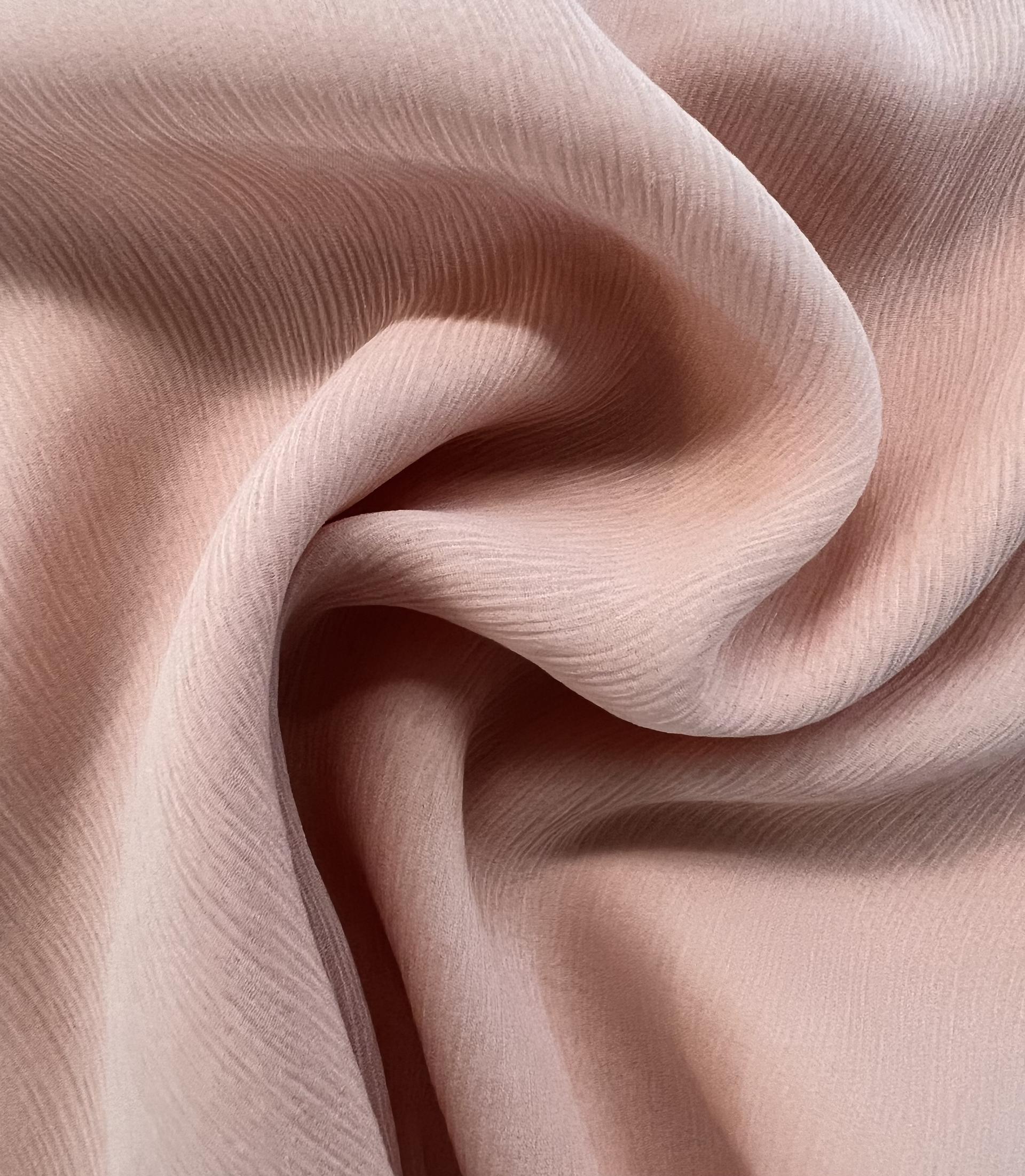 100% Crinkle Silk Chiffon in New Powder 