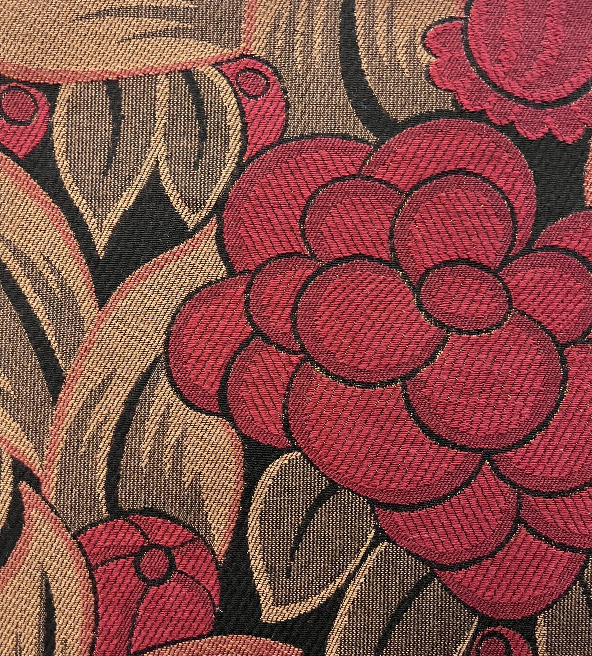 Italian Floral Cotton & Rayon Brocade in Dark Red and Dark Golden