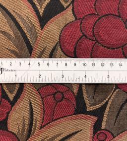 Italian Floral Cotton & Rayon Brocade in Dark Red and Dark Golden