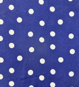 Printed Polyester Crepe de Chine in Navy with White Dots
