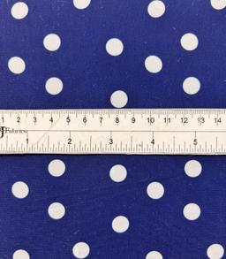 Printed Polyester Crepe de Chine in Navy with White Dots