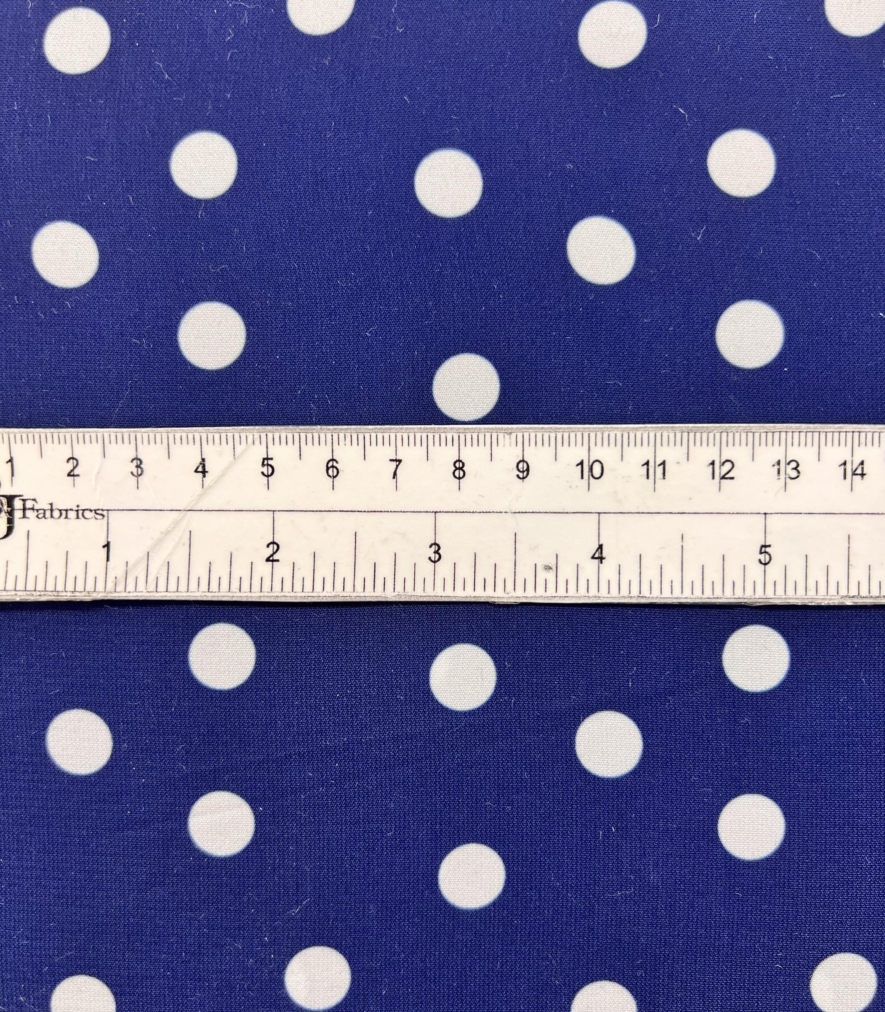 Printed Polyester Crepe de Chine in Navy with White Dots