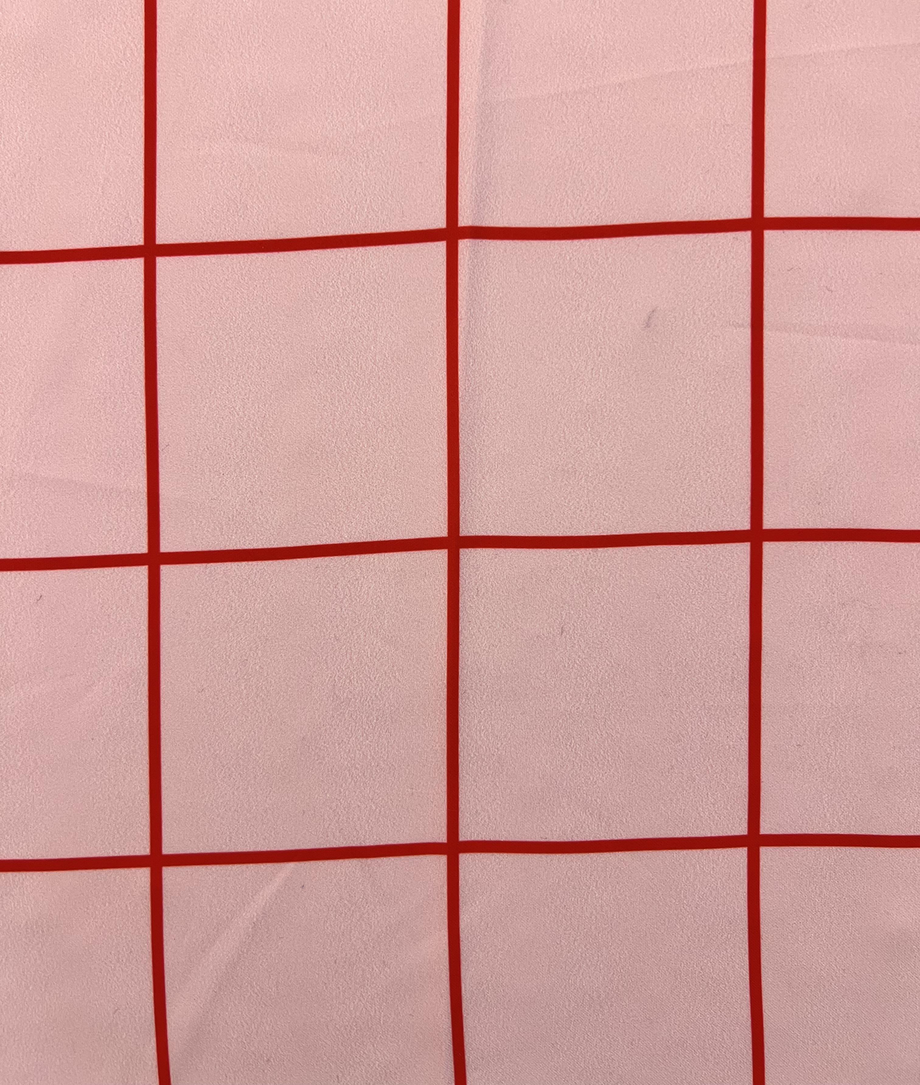 Printed Polyester Crepe de Chine in Red & Pink Windowpane 