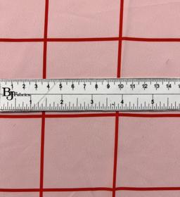 Printed Polyester Crepe de Chine in Red & Pink Windowpane 