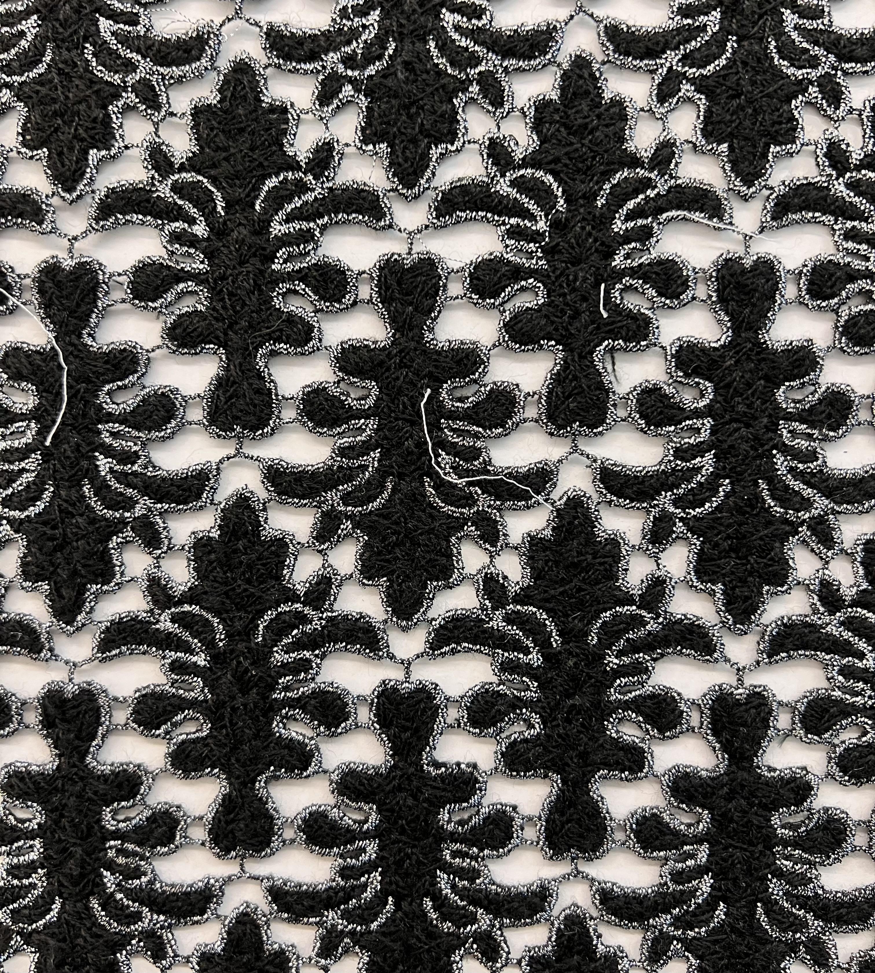 Wool Guipure Lace with Silver Lurex 