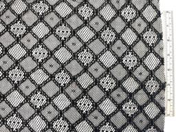 Made in Italy Embroidered Novelty Net in Diamond Check Pattern in Black