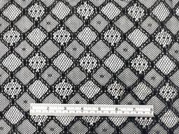 Made in Italy Embroidered Novelty Net in Diamond Check Pattern in Black
