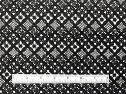 Double Scalloped Embroidered Lace in Circular Chain Link Pattern in Black