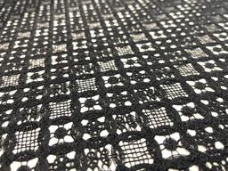 Double Scalloped Embroidered Lace in Circular Chain Link Pattern in Black