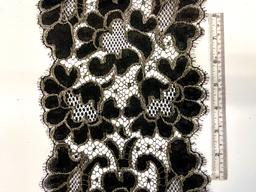 Made in France Floral Metallic Lace Border in Black and Gold