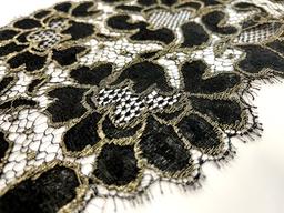 Made in France Floral Metallic Lace Border in Black and Gold