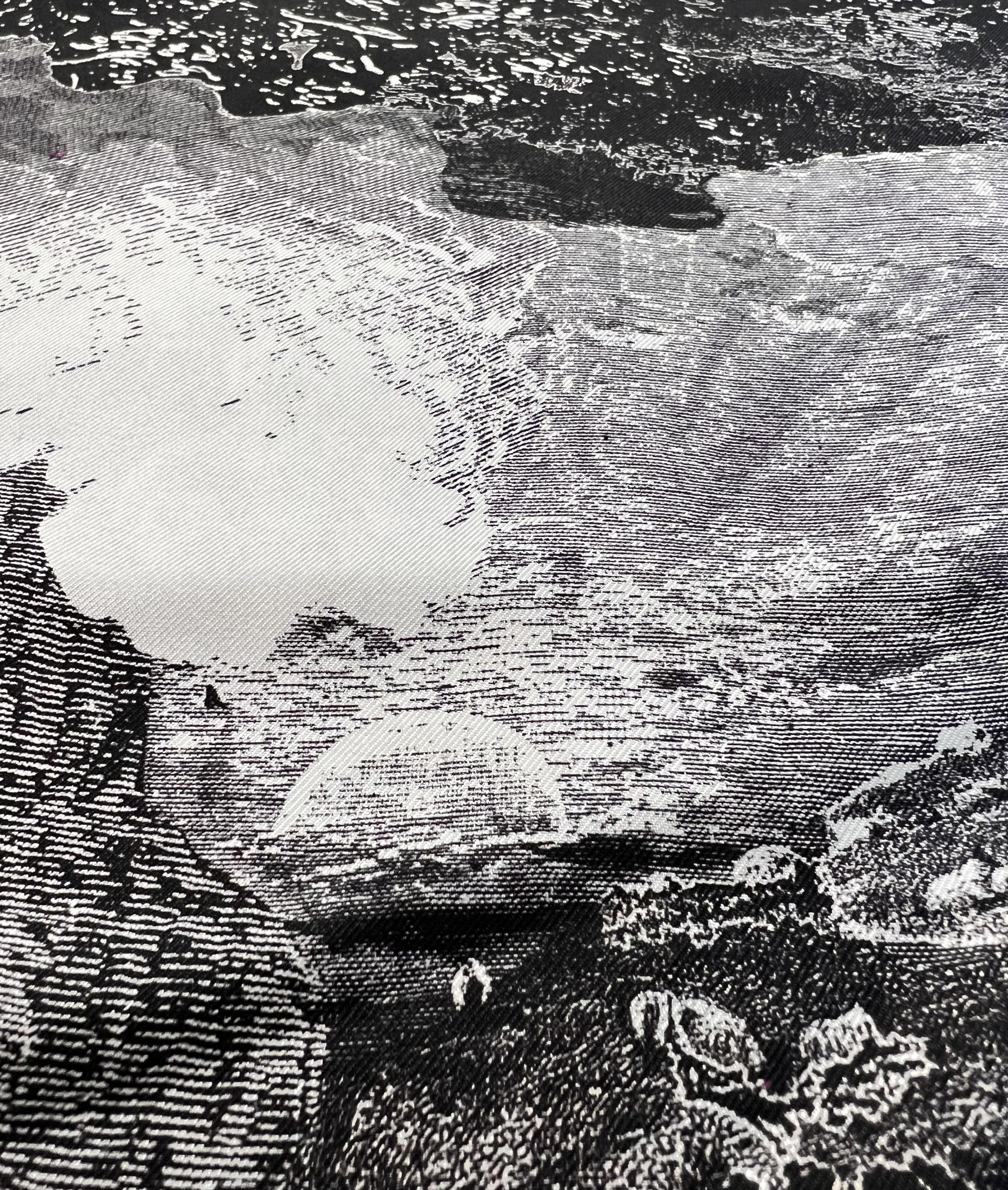 Printed Silk Twill in Grey,Black & white