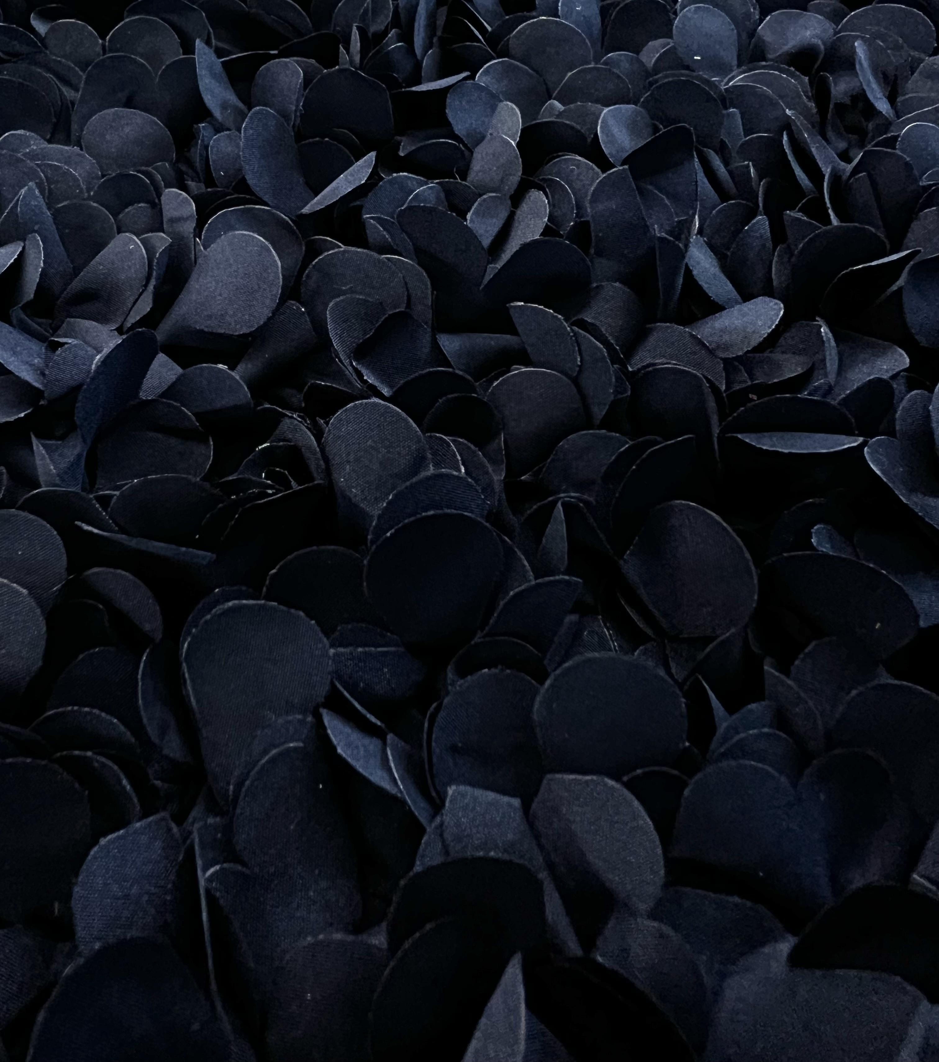 Laser Cut Petals on Polyester Bobbinet in Navy 