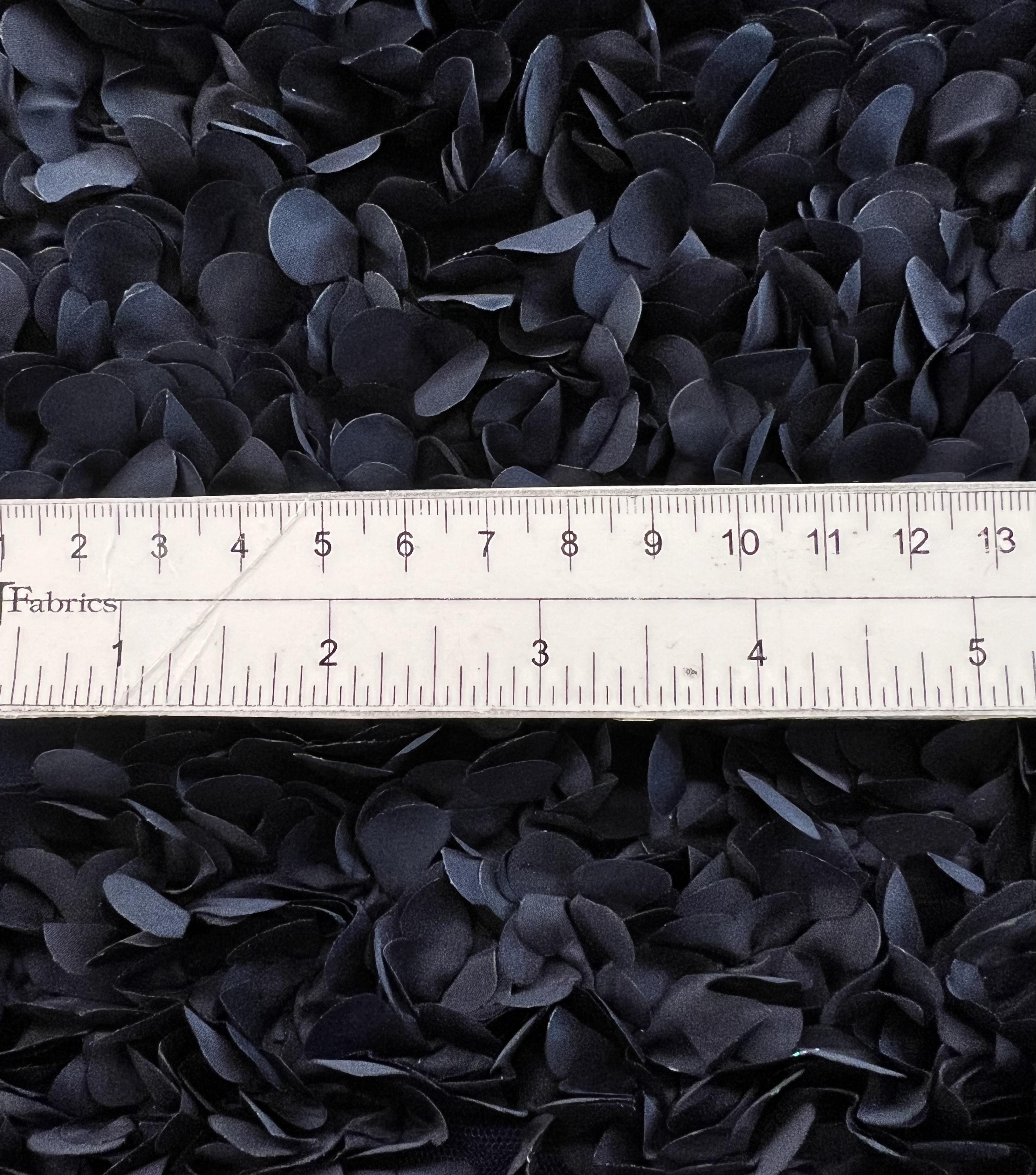 Laser Cut Petals on Polyester Bobbinet in Navy 