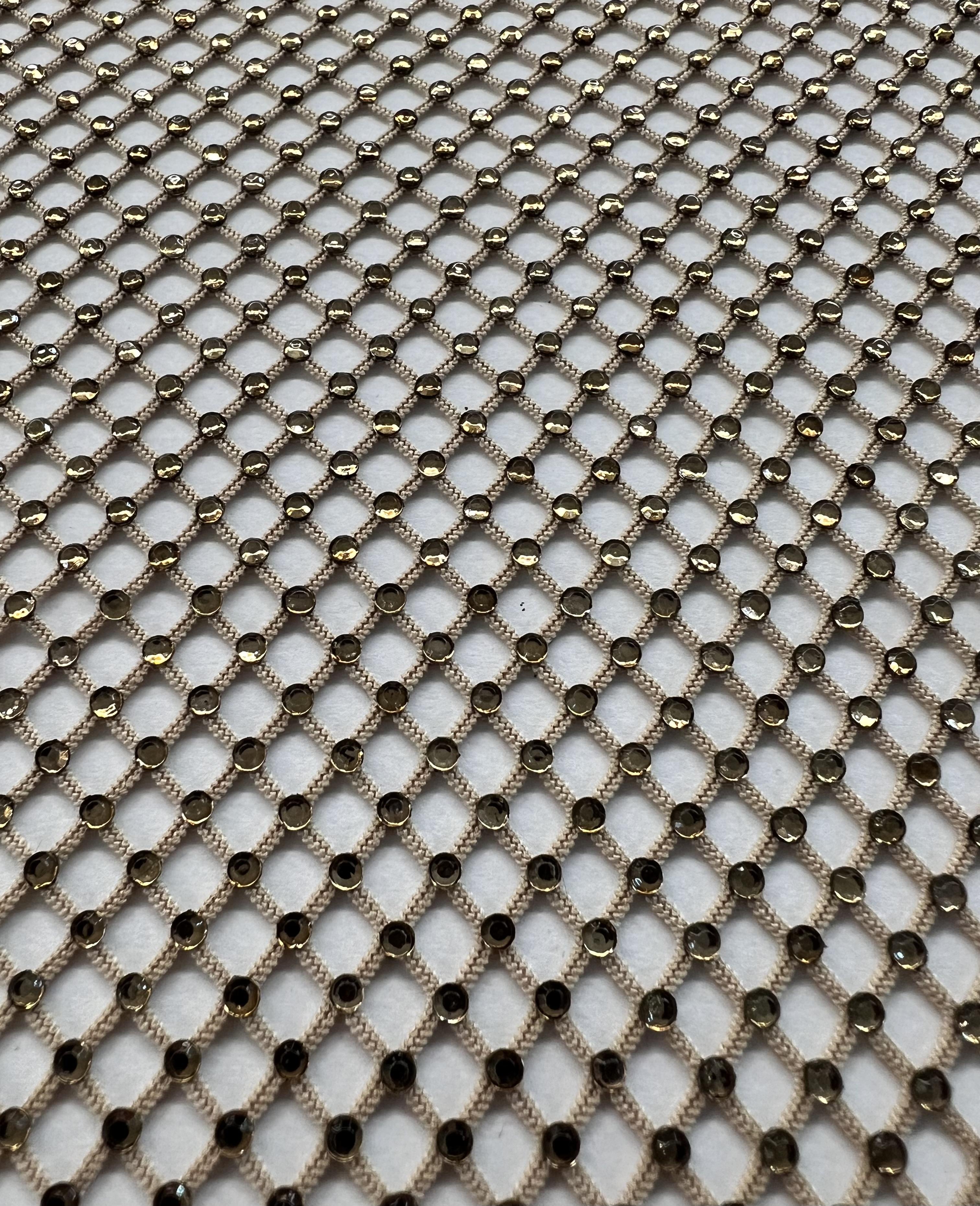 Crystals on Fishnet in Beige